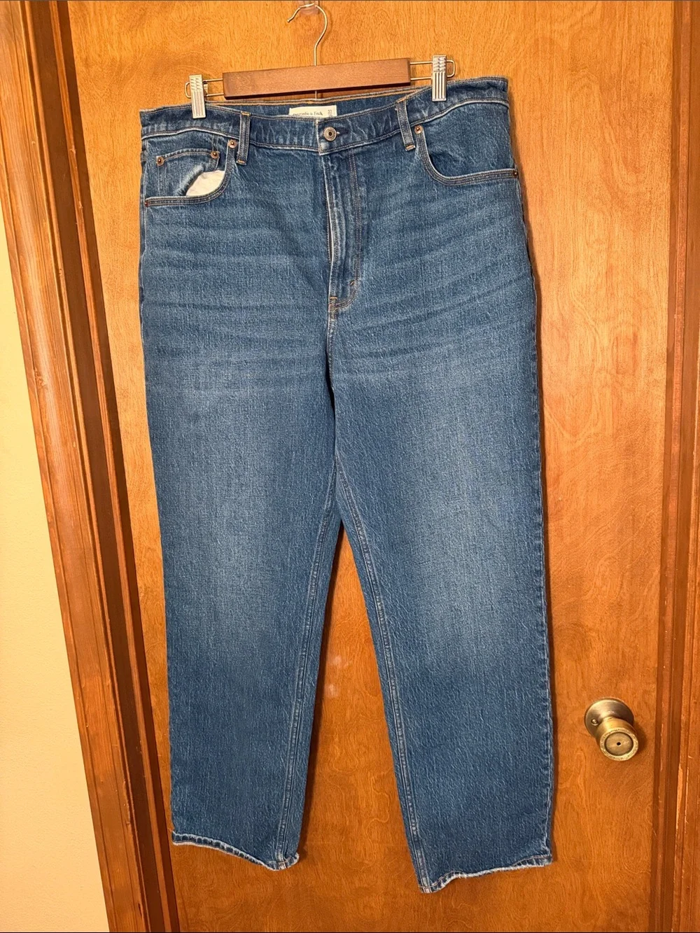 Abercrombie & Fitch Denim Jeans in Blue with Orange Stitching